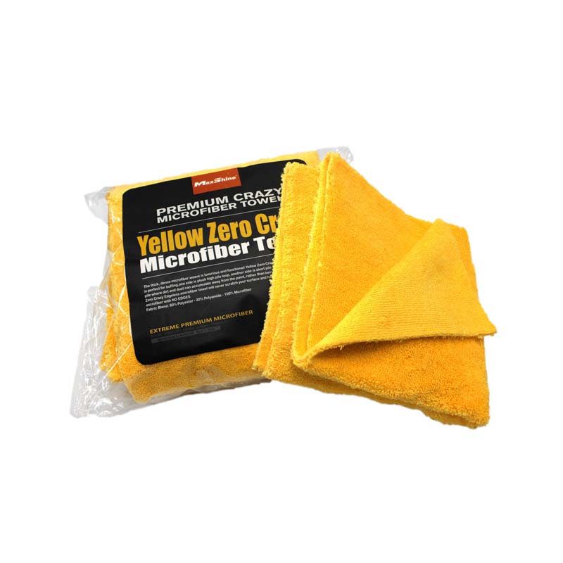 MAXSHINE PREMIUM CRAZY MICROFIBER TOWEL YELLOW 380GSM 40X40CM 5PCS