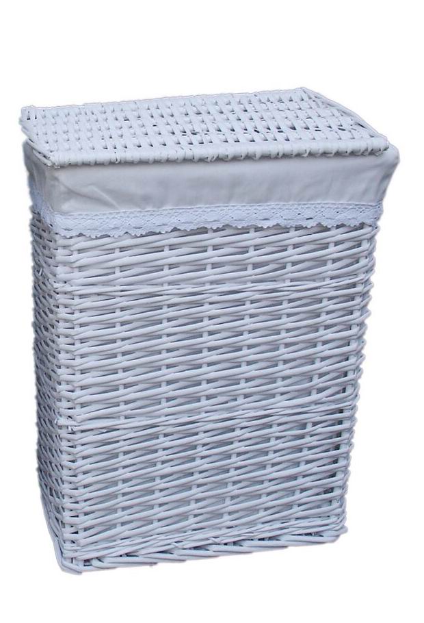 LIDA RATTAN RECTANGULAR BASKET WHITE MEDIUM 36X26CM