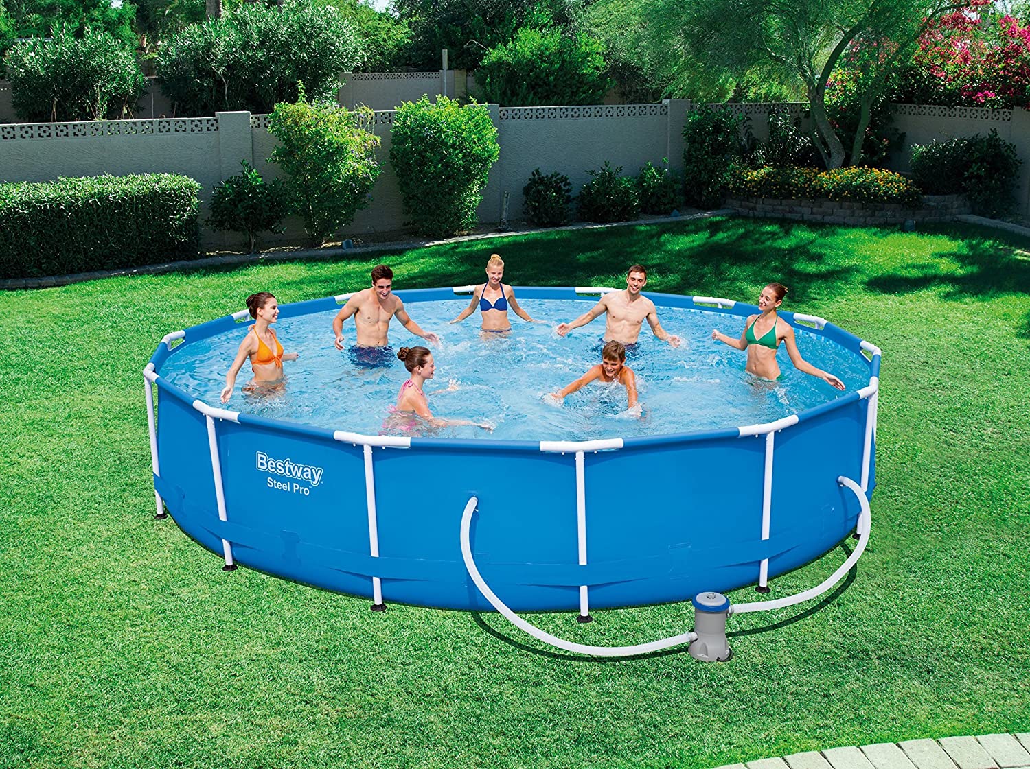 BESTWAY 56595 ROUND FRAME POOL 427X84CM GREY