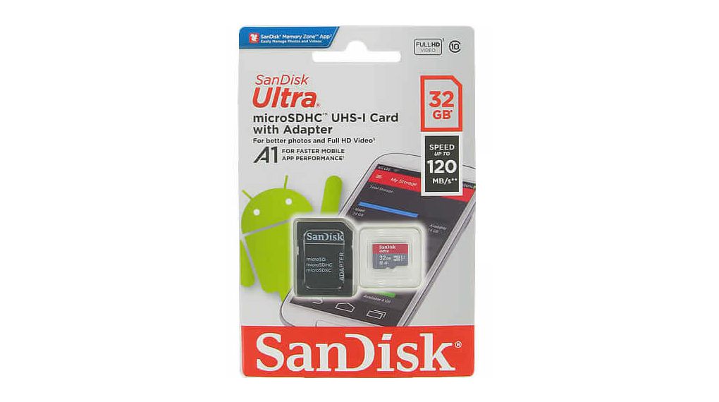 SANDISK MICRO SDHC 32GB + SD ADAPTOR