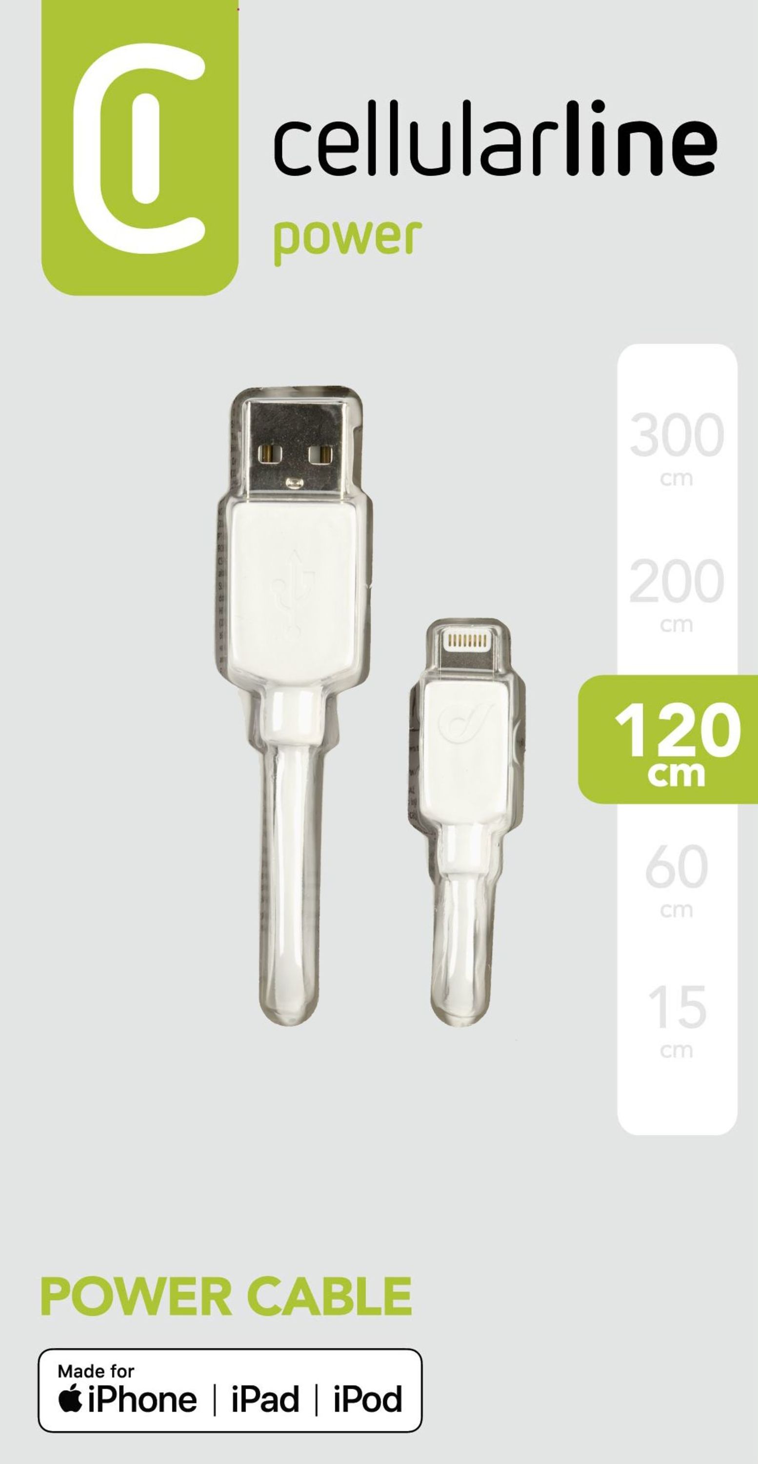 CELLULAR LINE ΚΑΛΩΔΙΟ USB-A ΣΕ LIGHTNING 1.2M ΛΕΥΚΟ