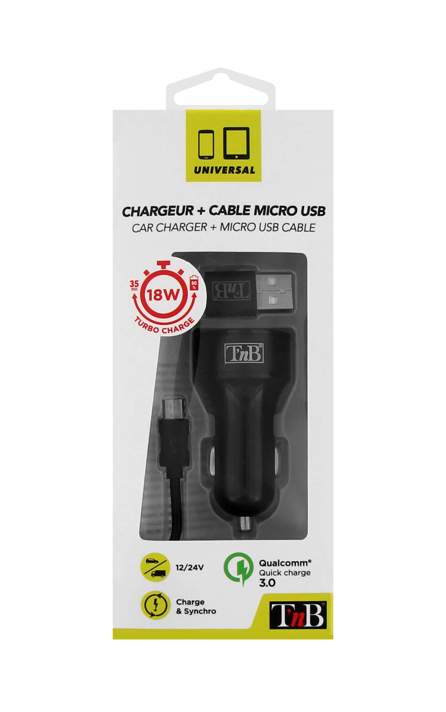 TNB QUICK CHARGE 3.0 CAR CHARGER + CABLE