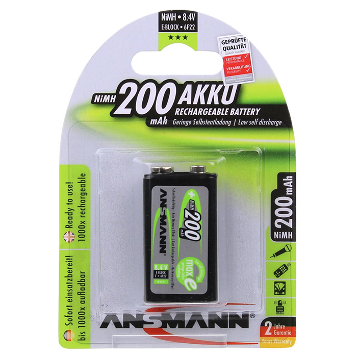 ANSMANN E-BLOCK PACKOF 1 9V 200MAH