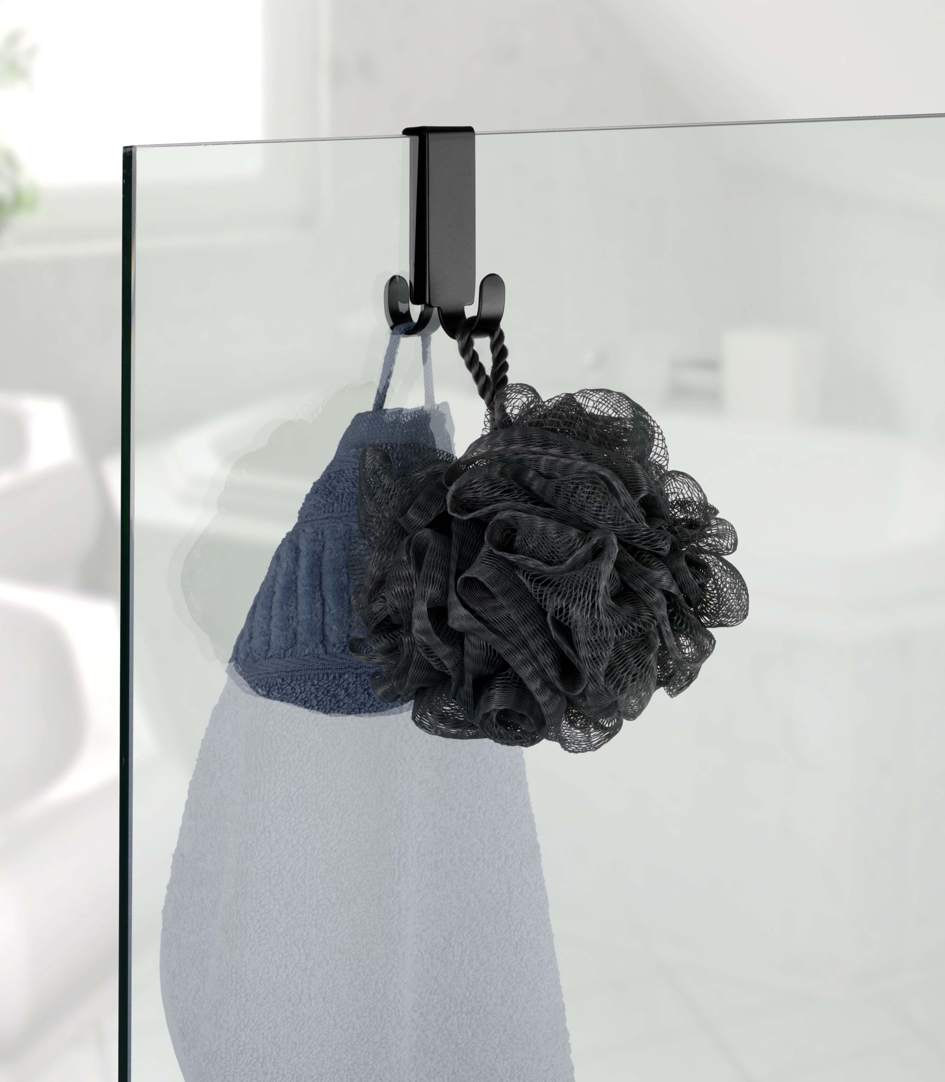 WENKO DOUBLE SHOWER HOOK VIESTE BLACK MATT