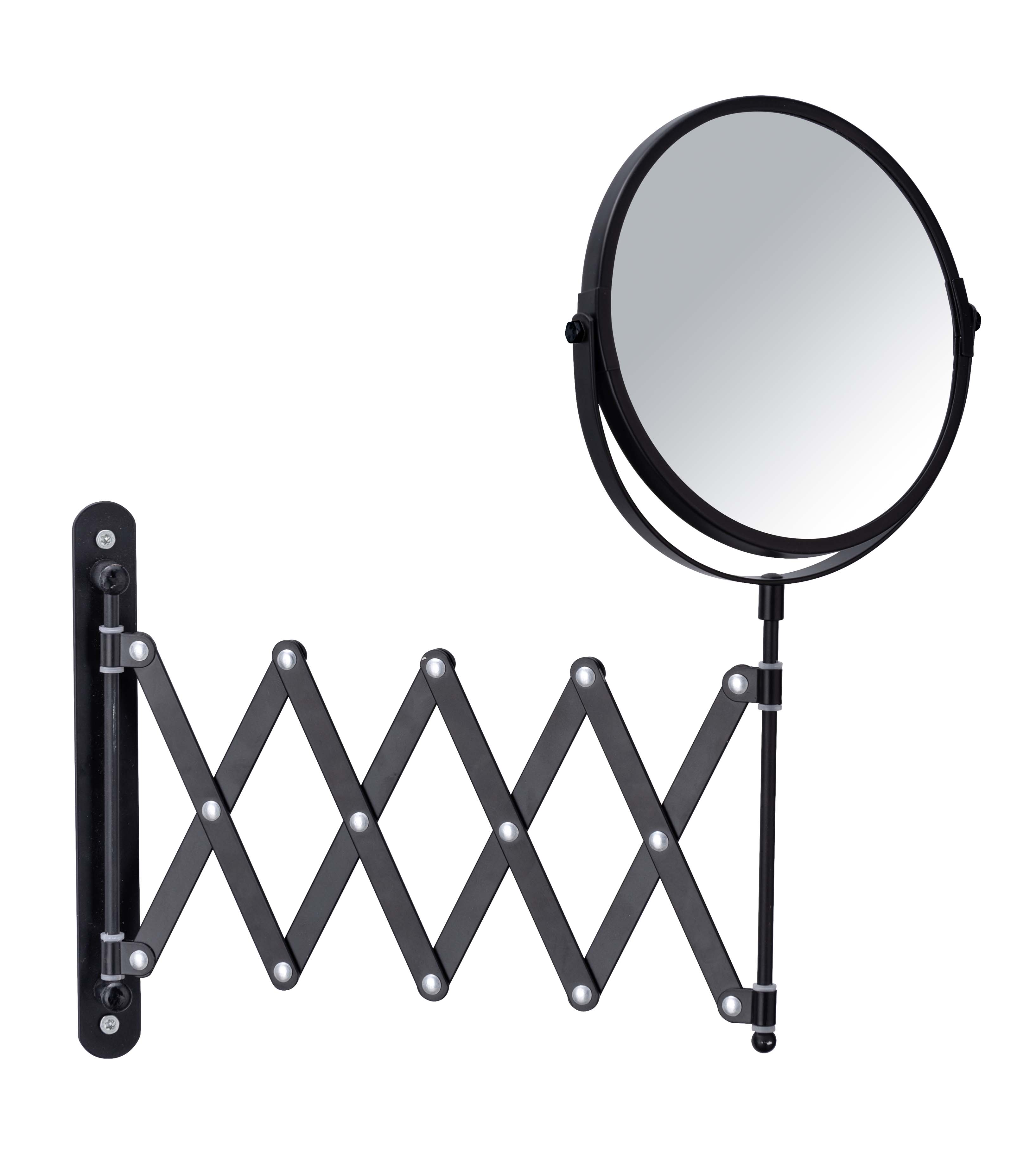 WENKO WALL MIRROR WITH TELESCOPIC ARM BLACK 19X38.5X50CM