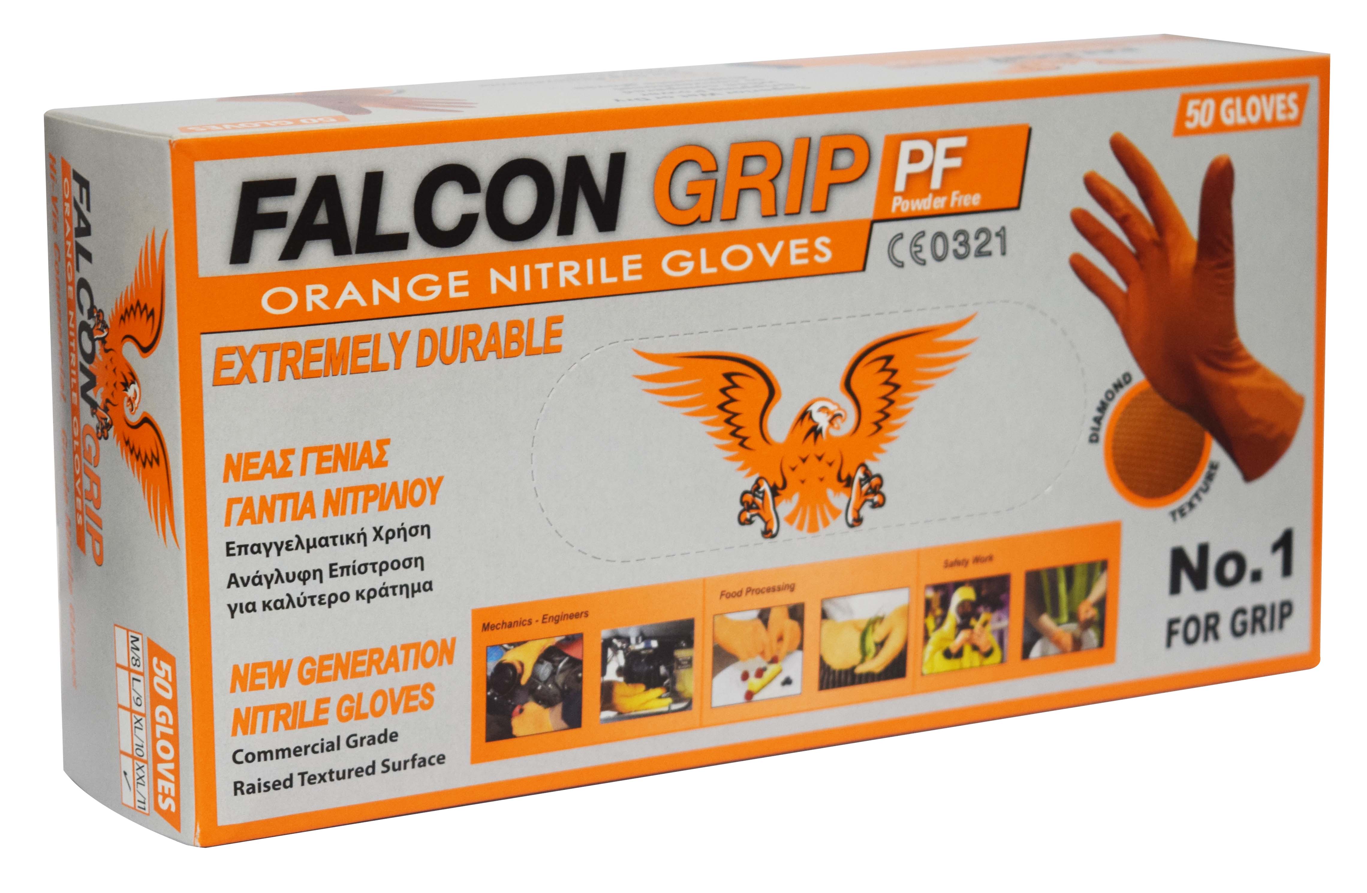 FALCON GRIP NITRILE GLOVES MEDIUM 50PCS