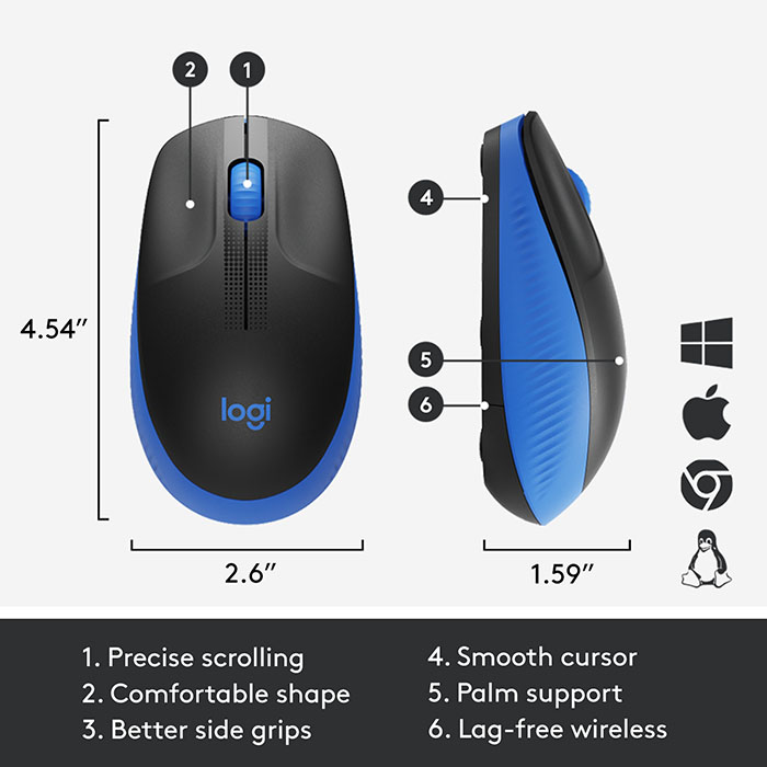 LOGITECH WIRELESS MOUSE BLUE M190