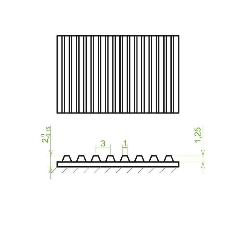 RUBBER MATTING RIBBED WIDTH 1.25M THICKNESS 3MM PRICE PER METER