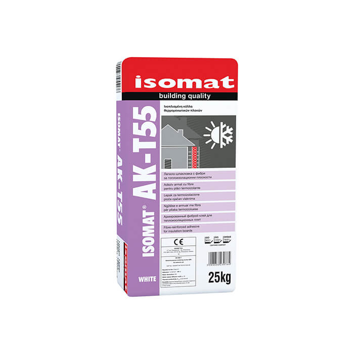 ISOMAT WHITE AK-T55 FIBER-REINFORCED CEMENT-BASED ADHESIVE 25KG