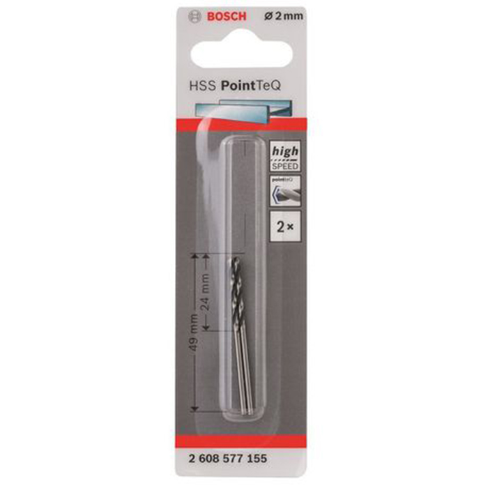 BOSCH HSS POINTTEQ TWIST DRILL BIT 2,0 MM