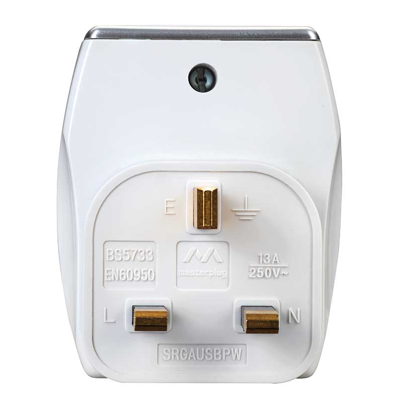 BG MASTERPLUG ADAPTOR 13A & 2 USB 3.1A