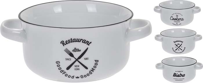 BISTRO SOUP BOWL PORCELAIN 500ML 3 ASSORTED DESIGNS