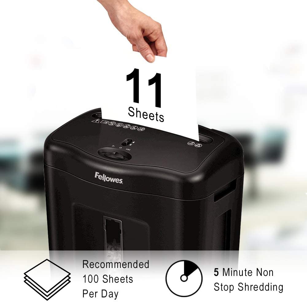 FELLOWES POWERSHRED 11C PERSONAL 11 SHEET CROSS-CUT PAPER SCHREDDER 18LTR