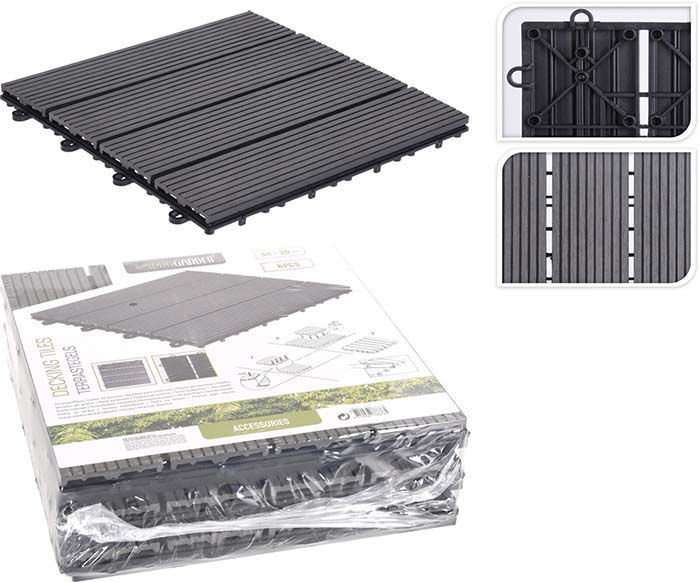 DECKING TILE SET OF 6PCS GREY