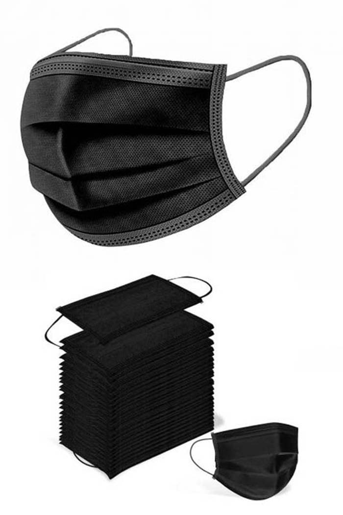 3 LAYER PROTECTIVE MASK  BLACK 50PCS