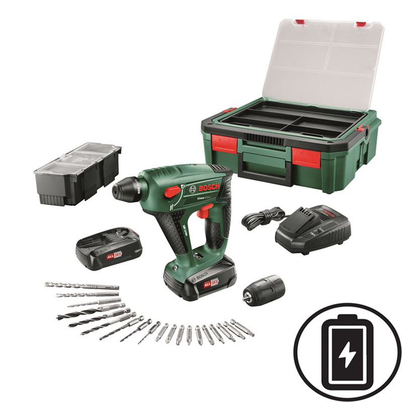 BOSCH UNEO MAXX & SYSTEMBOX S & 19PCS HAMMER DRILL 18V & SYSTEM BOX