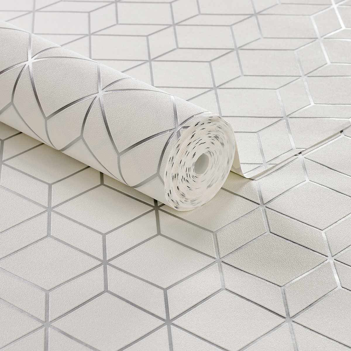 SUPERFRESCO EASY WALLPAPER WHITE/SILVER MYRTLE GEO