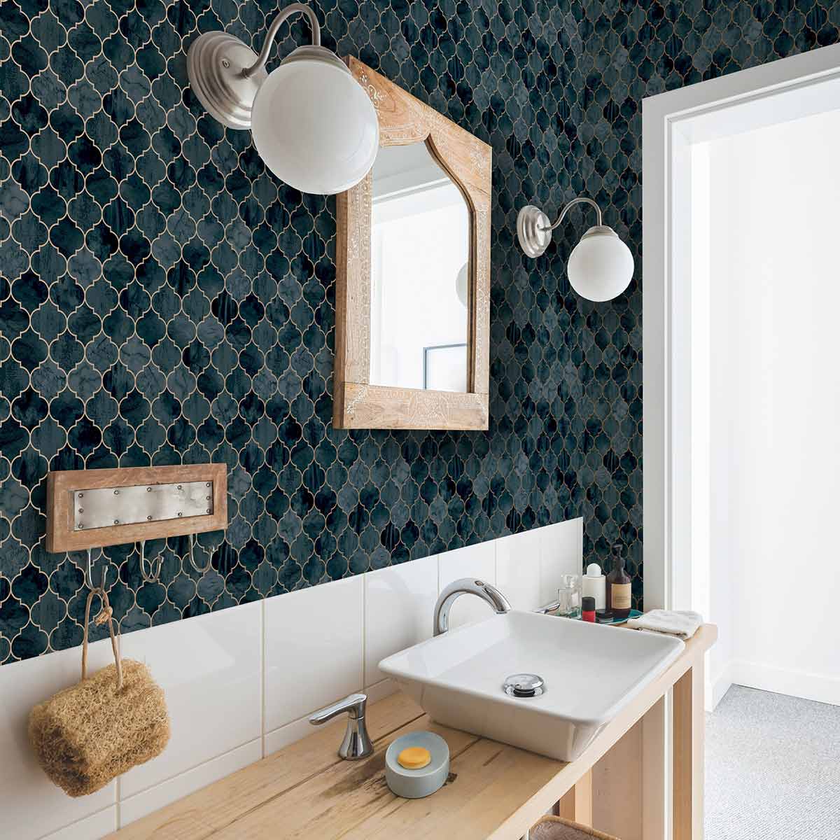 CONTOUR ANTIBAC WALLPAPER TEAL TEGULA