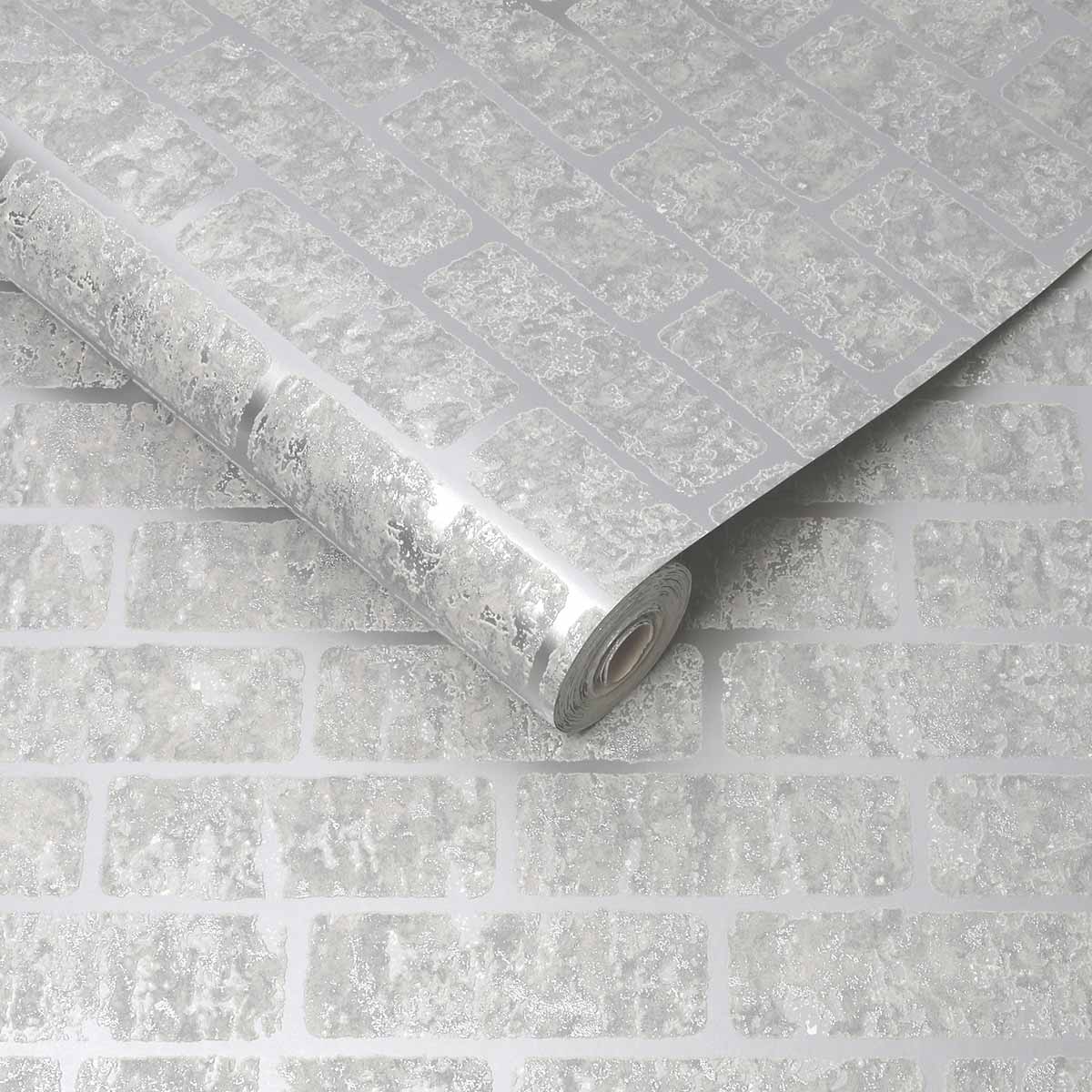 SUPERFRESCO EASY WALLPAPER SILVER MILAN BRICK