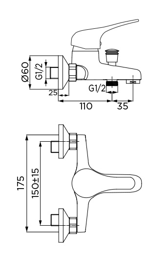 IDROBRIC BATHTUB MIXER JOY SERIES CHROMED