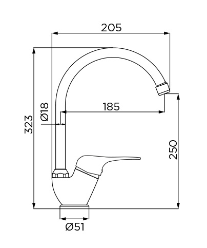 IDROBRIC HIGH SPOUT SINK MIXER JOY SERIES CHROMED