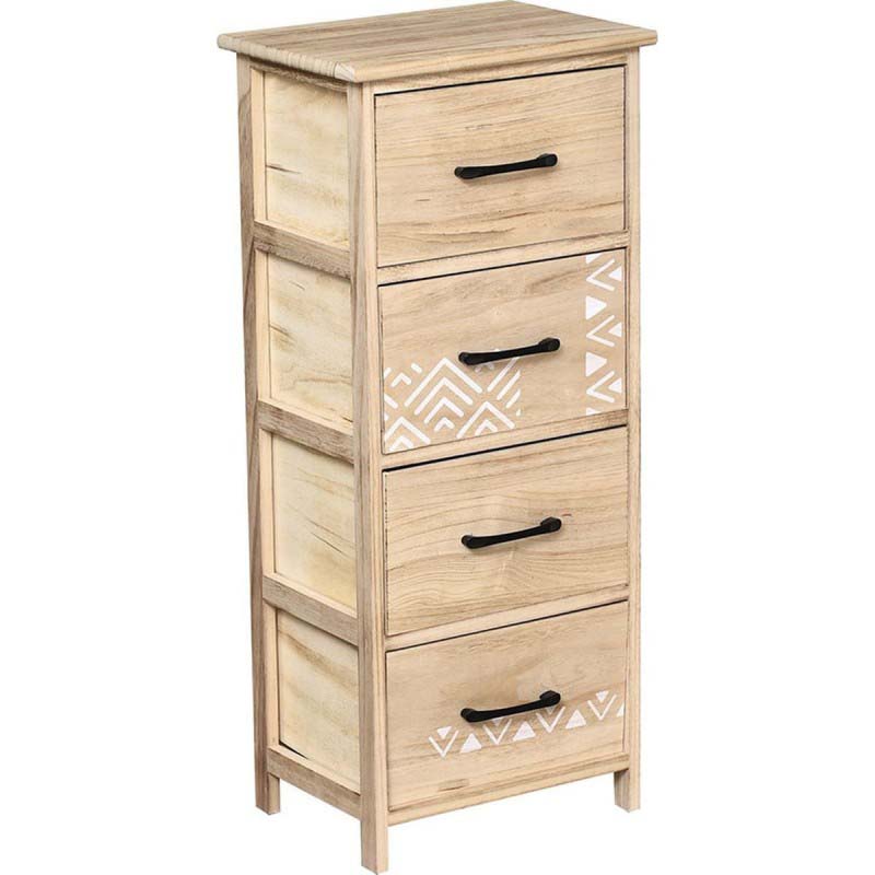 TENDANCE MDF 4 DRAWERS NATURAL WHITE DESIGN 37.5X27.5X86CM