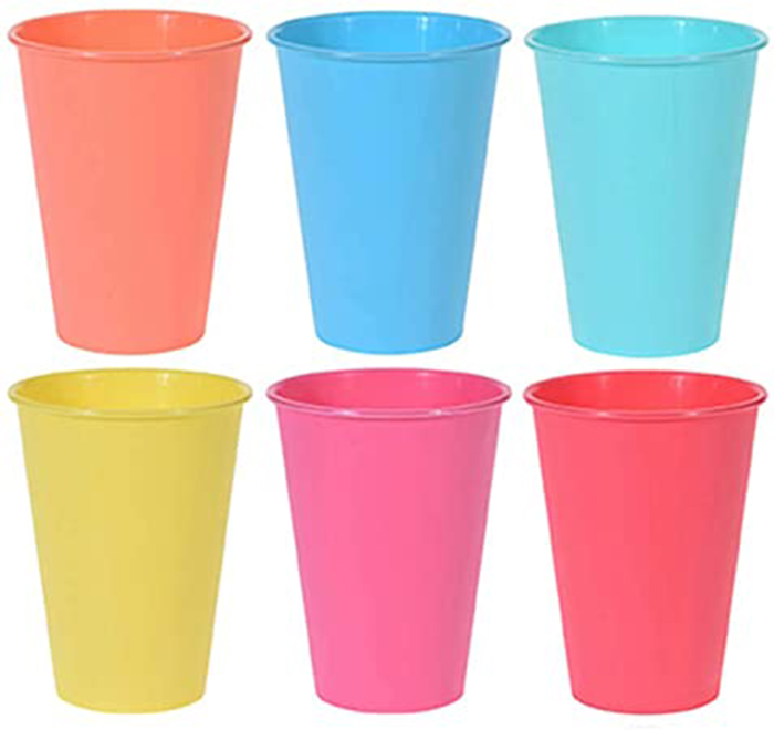 PLASTIC DRINKING CUPS 6 ASSORTED SET 6PCS 400ML