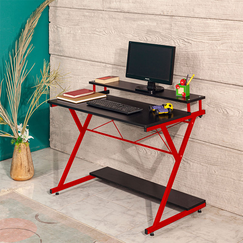 TURIN OFFICE DESK 100X45X75CM RED/BLACK