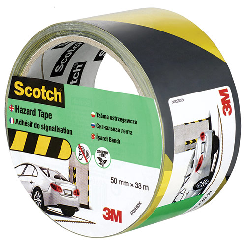 3M SCOTCH HAZARD TAPE 50MM X 33M BLACK/ YELLOW