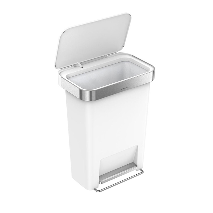 SIMPLEHUMAN PLASTIC RECTANGULAR STEP CAN WHITE 45L