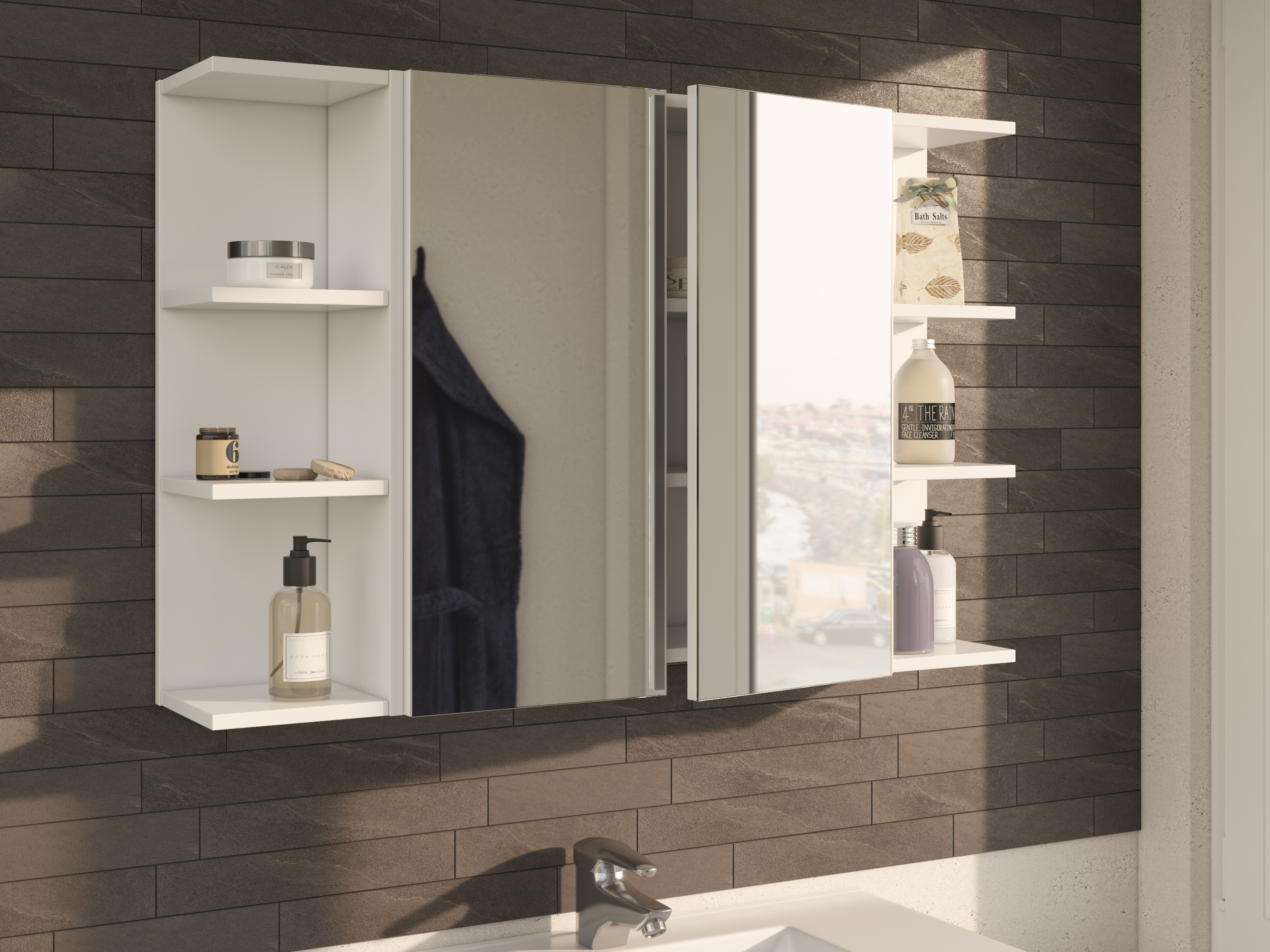 FORES 305083BO MIRROR CABINET 2 DOORS 65CM X 60CM X 21CM