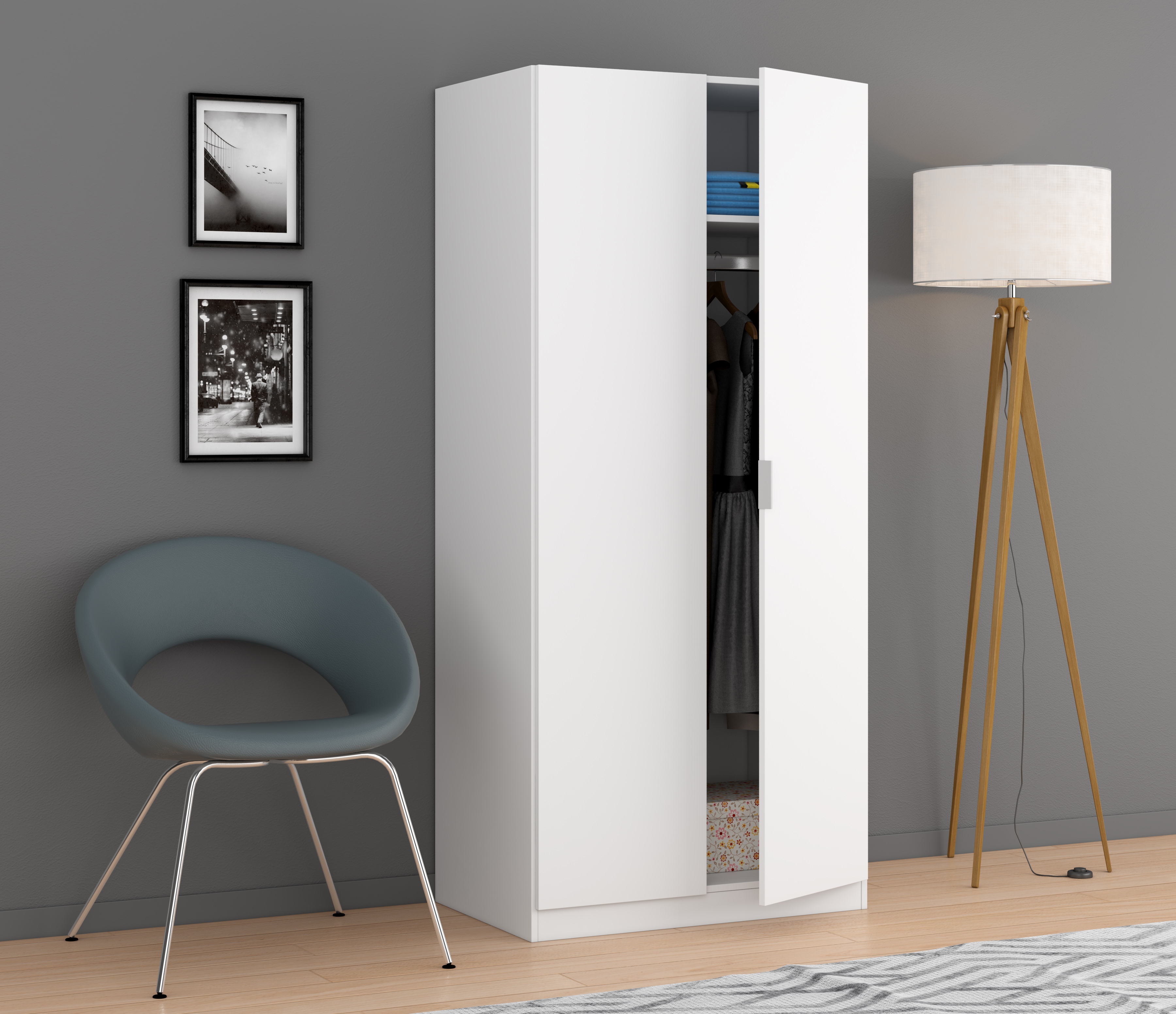 FORES LCX022O WARDROBE 2 DOORS WHITE 180X81X52CM