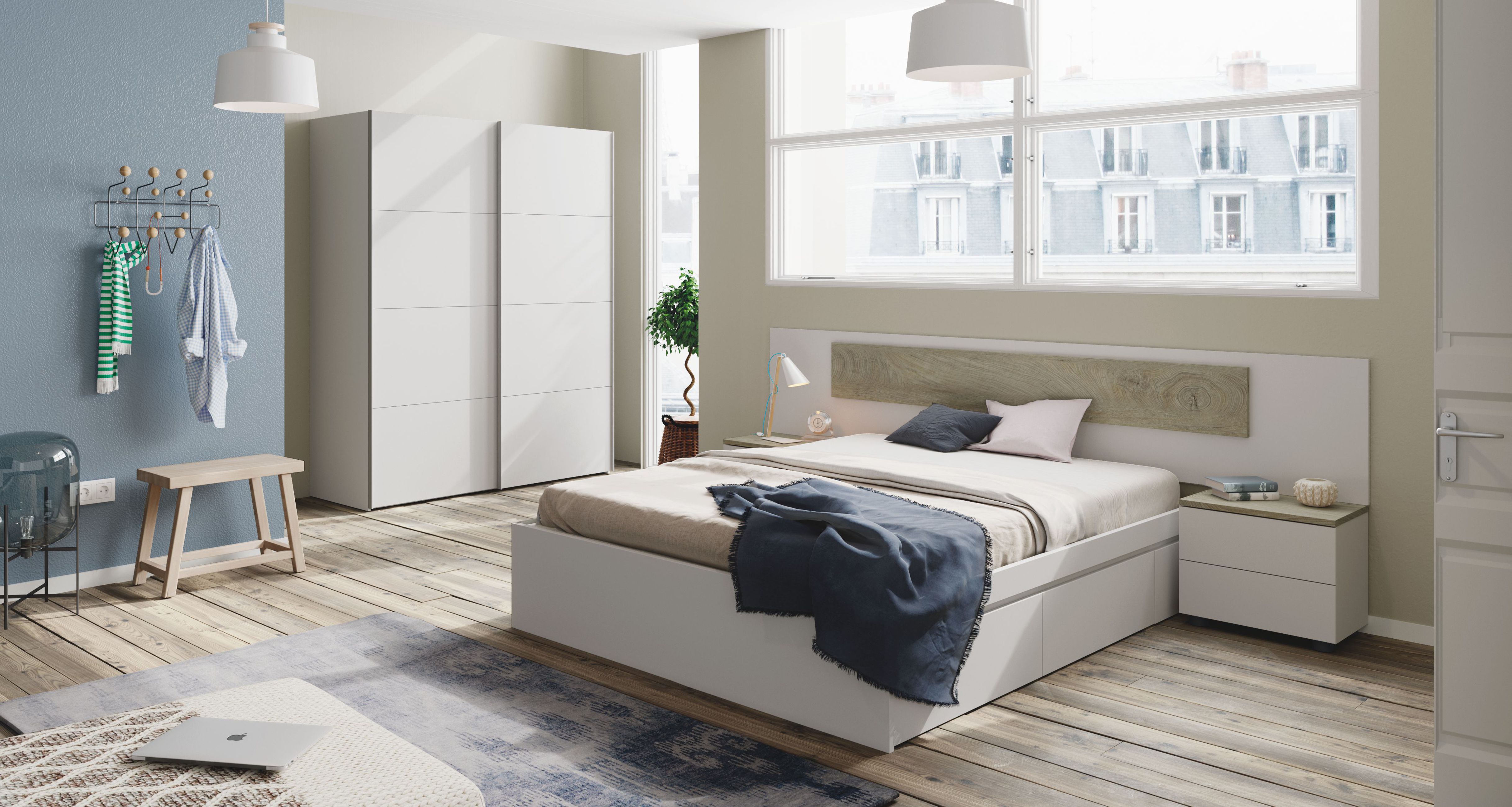 FORES ARM150A ARM WARDROBE 2 SLIDING DOORS WHITE 200X150X60CM