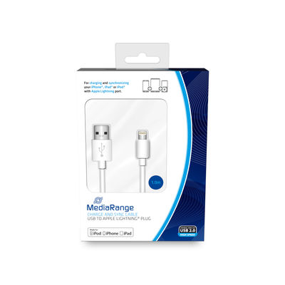 MEDIA RANGE MRCS178 CHARGE & SYNC IPHONE USB CABLE WHITE