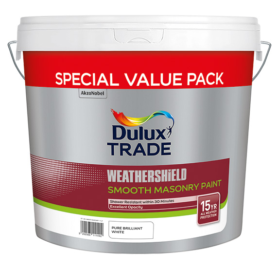 DULUX WEATHERSHIELD SMOOTH MASONRY PAINT PURE BRILLIANT WHITE 10+1L