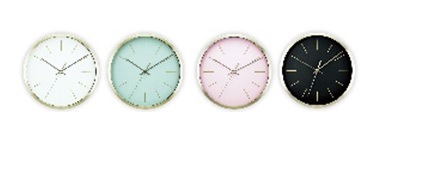 ALUMINIUM CLOCK 25CM ASSORTED COLORS