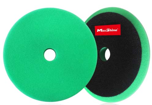 MAXSHINE HEAVY CUTTING PAD GREEN FOAM WITH BLACK VELCRO 155-175MM X 30MM 