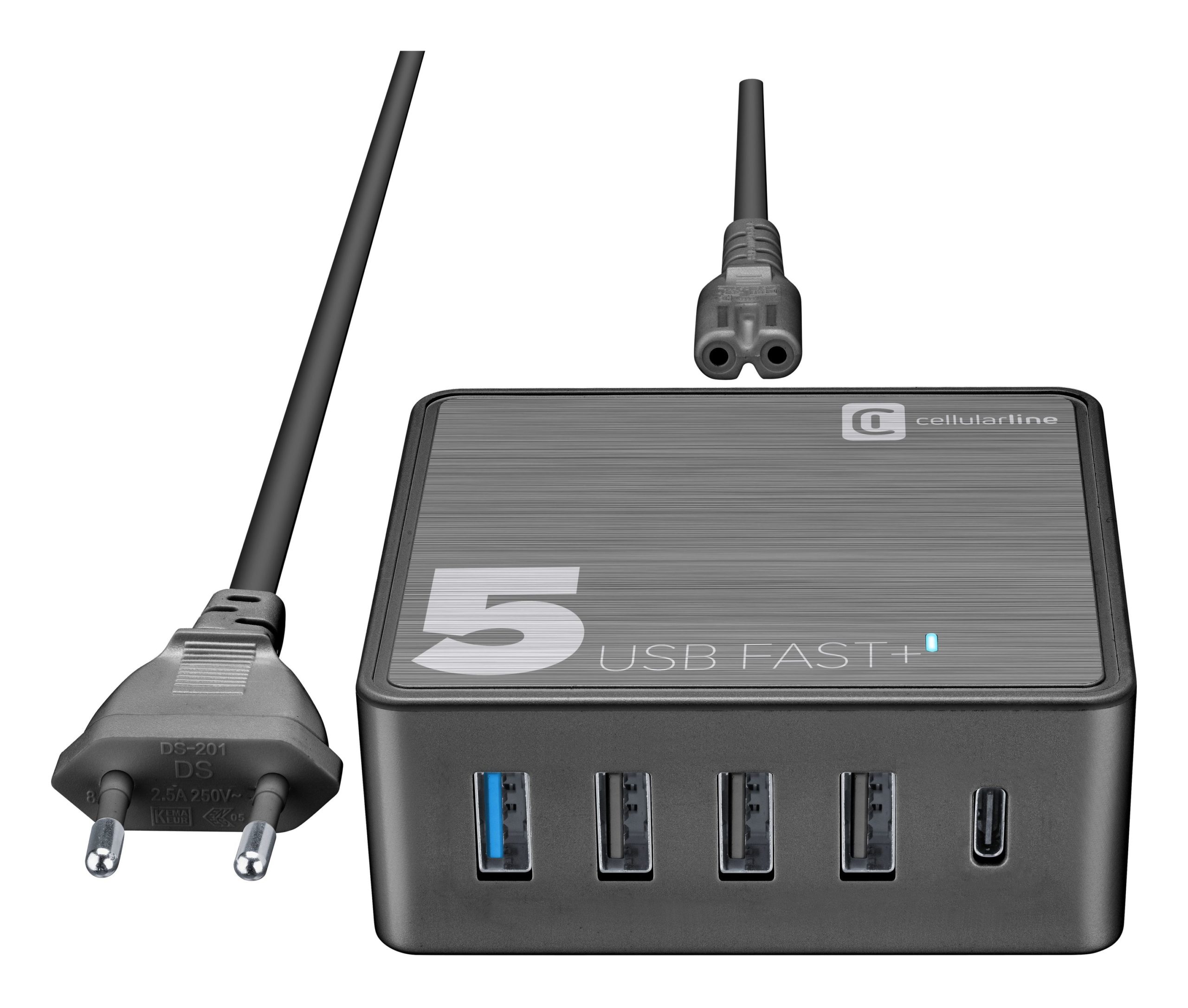 CELLULAR LINE FAST CHARGER 5USB 60W BLACK