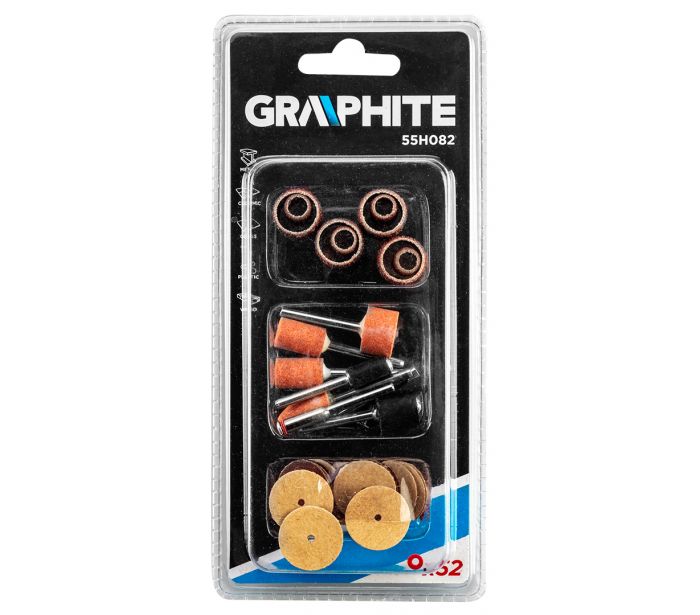 GRAPHITE 52PCS MINI SANDING BANDS MOUNTED POINTS SAND PAPER DISCS