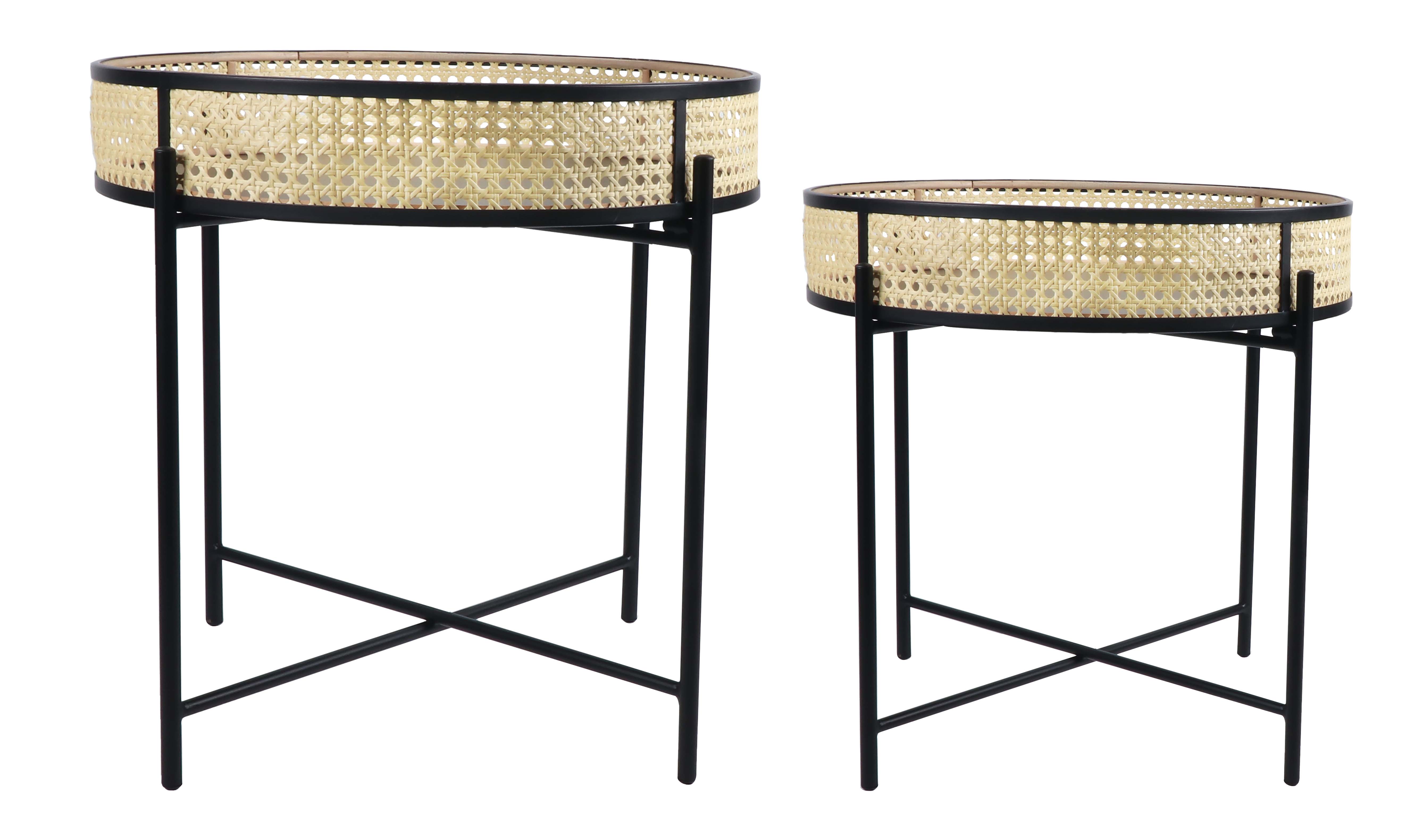 KODU SET OF 2 MONTREAL PU RATTAN SIDE TABLES 13Χ13ΜΜ