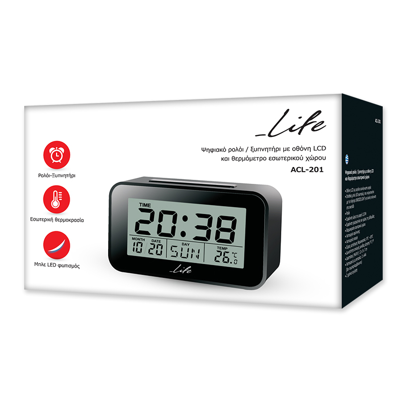 LIFE ACL-201 LIME ALARM CLOCK LCD SCREEN