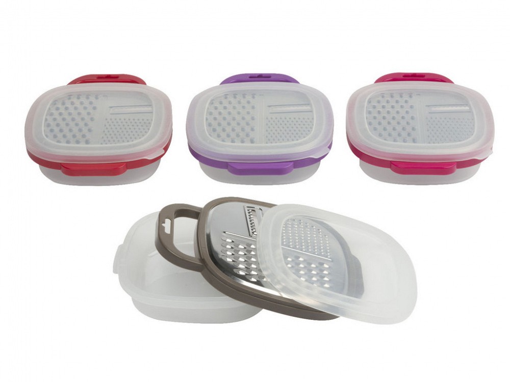 ALPINA SET 3PCS GRATER WITH CONTAINER 4 ASSORTED COLORS