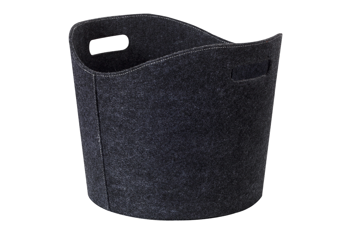 H&C FELT WOOD BUCKET 39CM X 31CM GREY