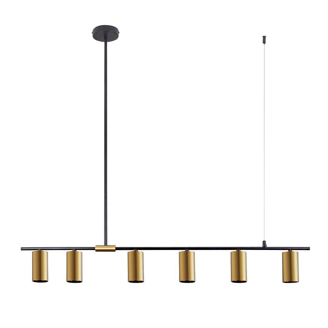 SUNLIGHT 'LYDIA' 6xGU10 (MAX.6x40W) PENDANT LIGHT BLACK+BRASS L1200xH1000MM