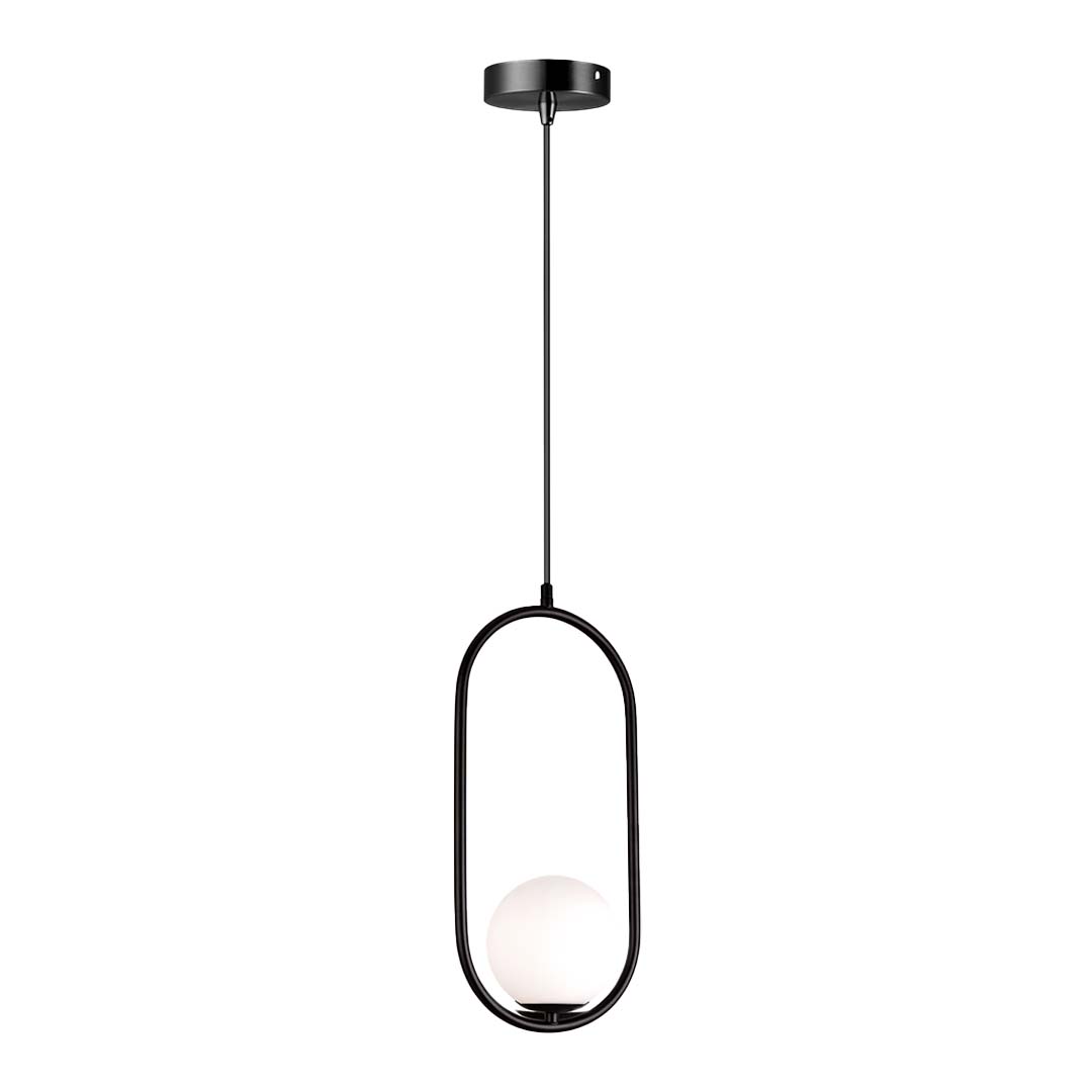 SUNLIGHT 'CLARA' 1xE27 (MAX.40W) PENDANT LIGHT BLACK+FROSTED GLASS Ø200xL400xH1200MM