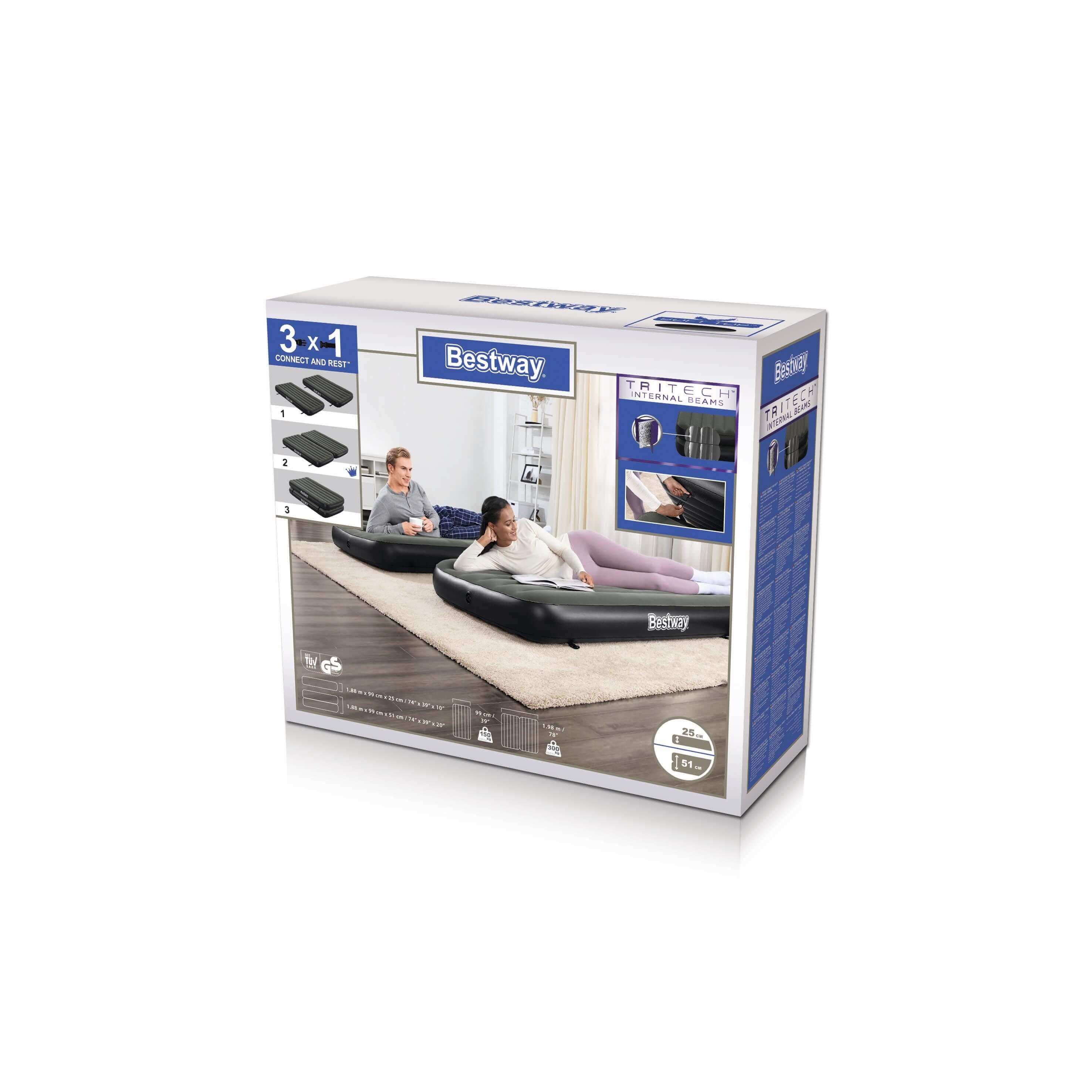 BESTWAY 67922 AIRBED TWIN/KING 188X99X25CM 