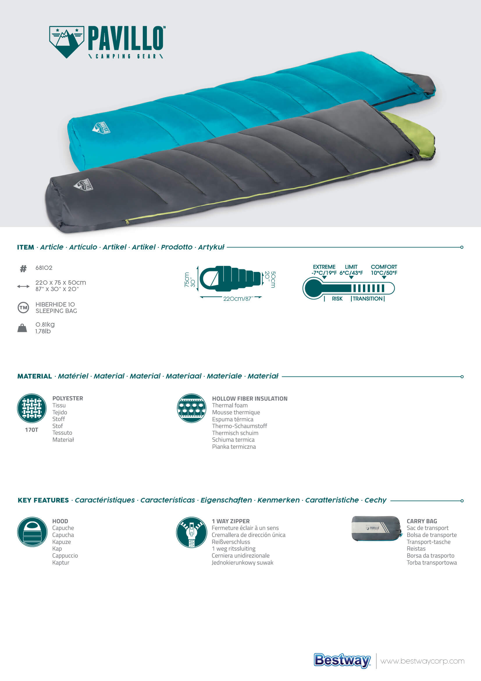 BESTWAY 68103 SLEEPING BAG 230X80X60CM