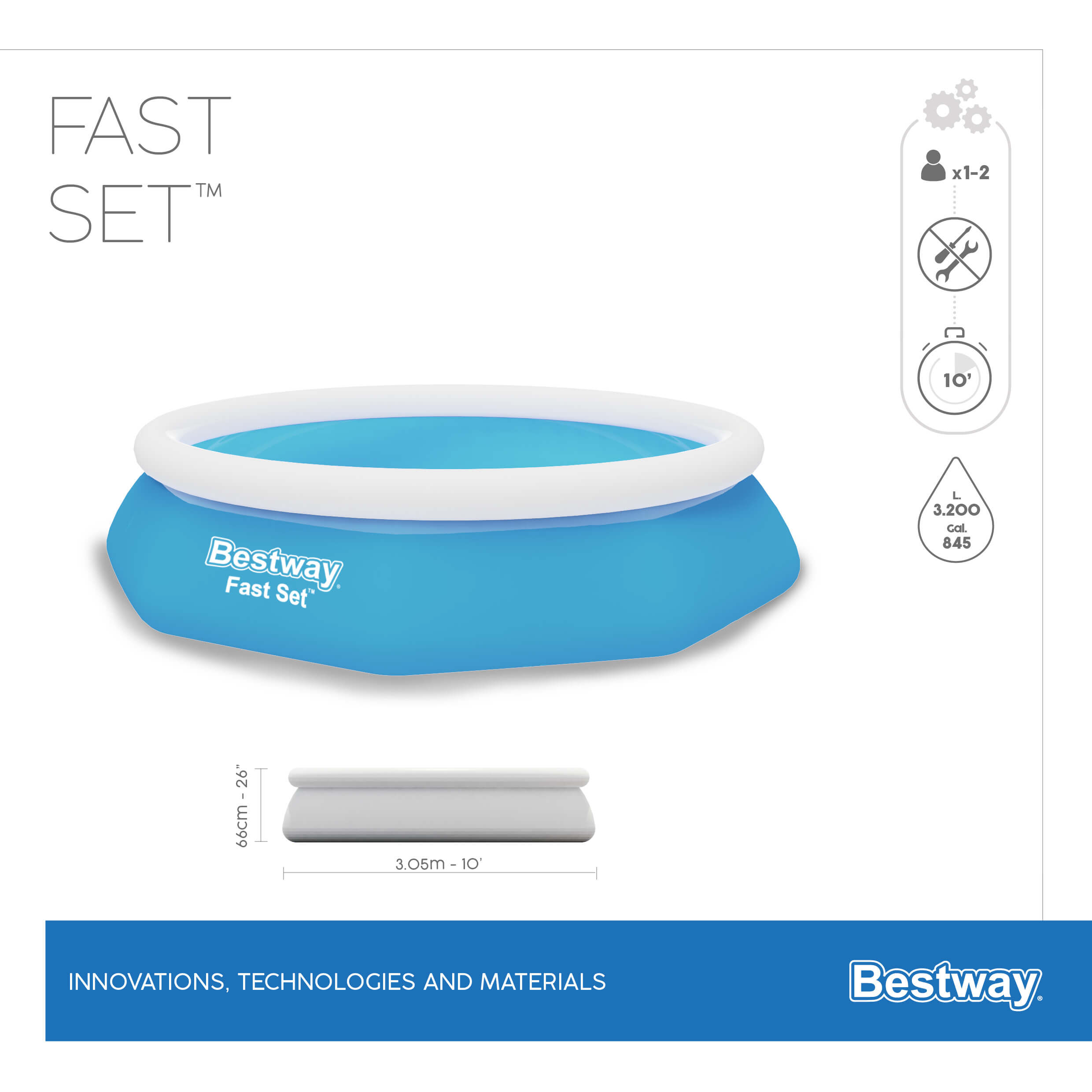 BESTWAY 57458 QUICK SETUP POOL 305X66CM