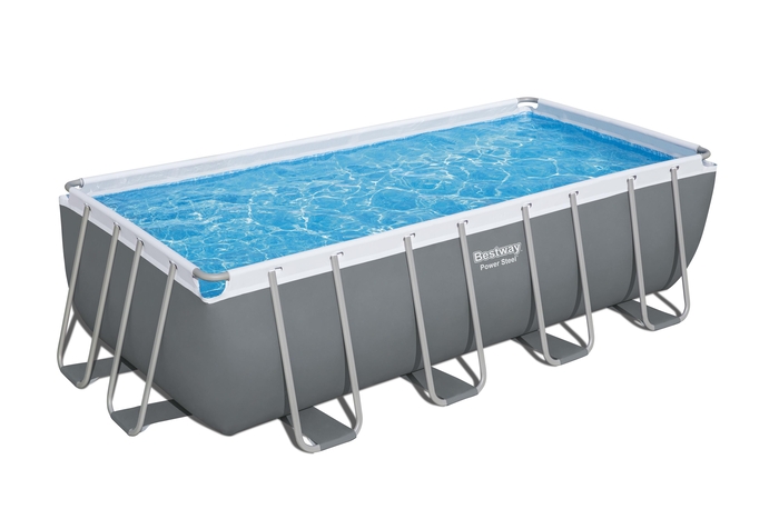 BESTWAY 56670 POWER STEEL RECTANGULAR FRAME POOL 488X244X122CM WHITE