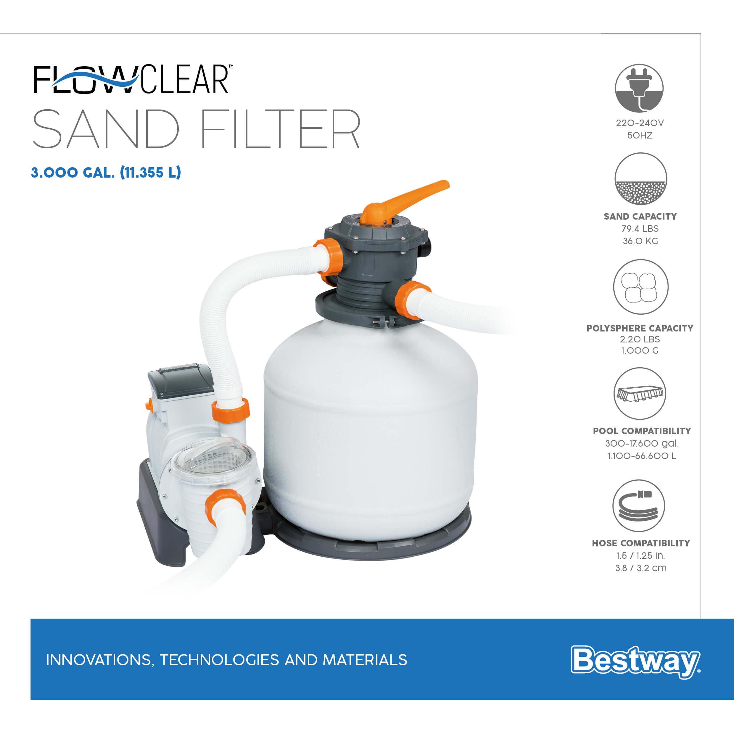 BESTWAY 58486 FLOWCLEAR ΑΝΤΛΙΑ ΑΜΜΟΥ 3000GAL